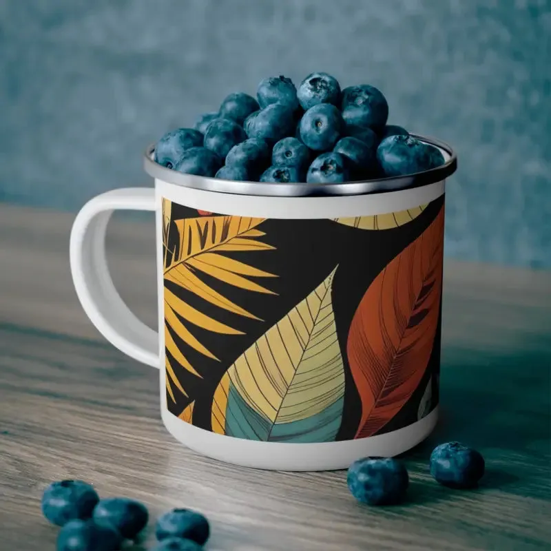 Fall in Love with Autumn Leaves Enamel Camping Mug