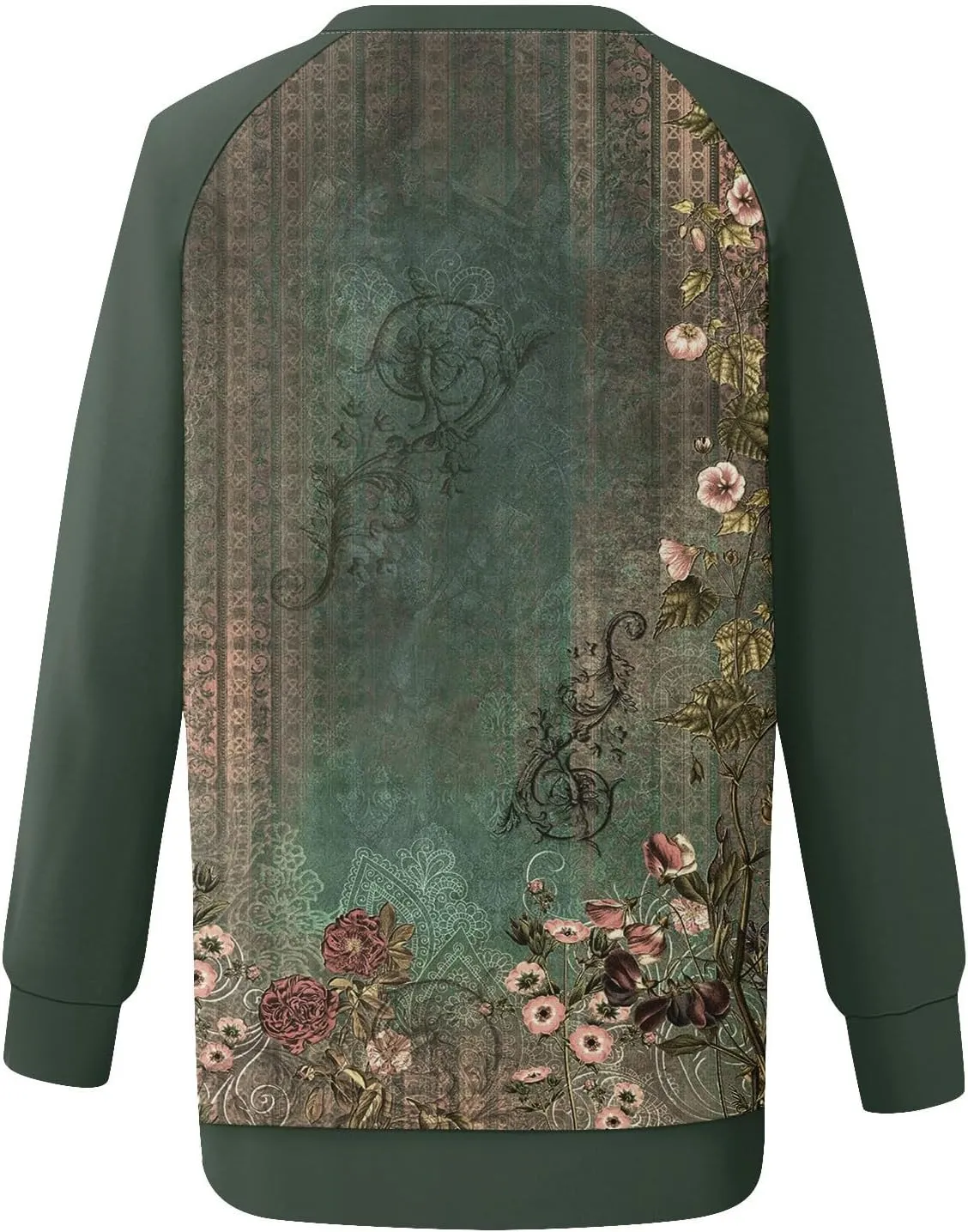 Fall Womens Clothes 2024 Floral Print Crewneck Cute Sweatshirt Long Sleeve Oversized Basics Clothes Clothing