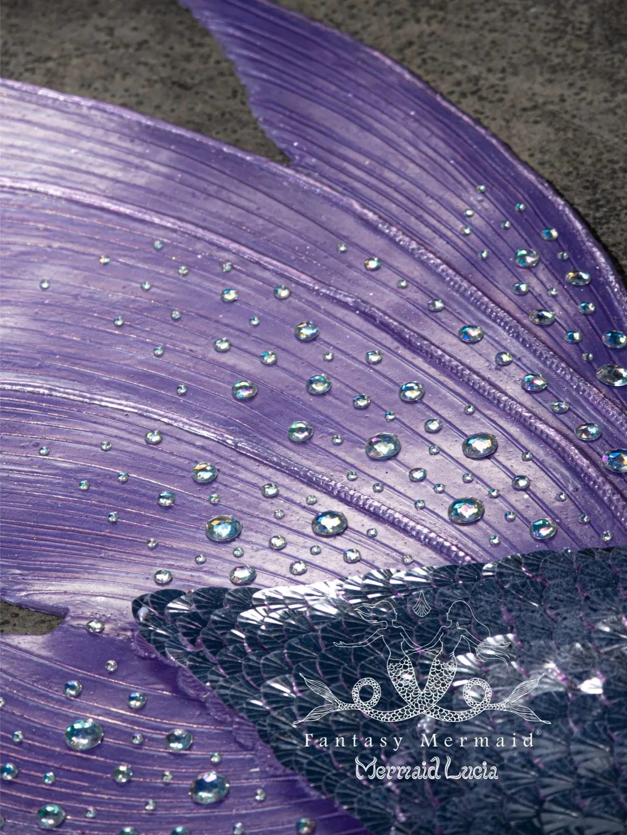 Fantasy Luxurious Haute Couture Royal Purple Silicone Mermaid Merman Tail with Monofin for Diving Swimming Cosplay