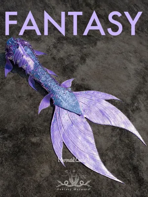 Fantasy Luxurious Haute Couture Royal Purple Silicone Mermaid Merman Tail with Monofin for Diving Swimming Cosplay