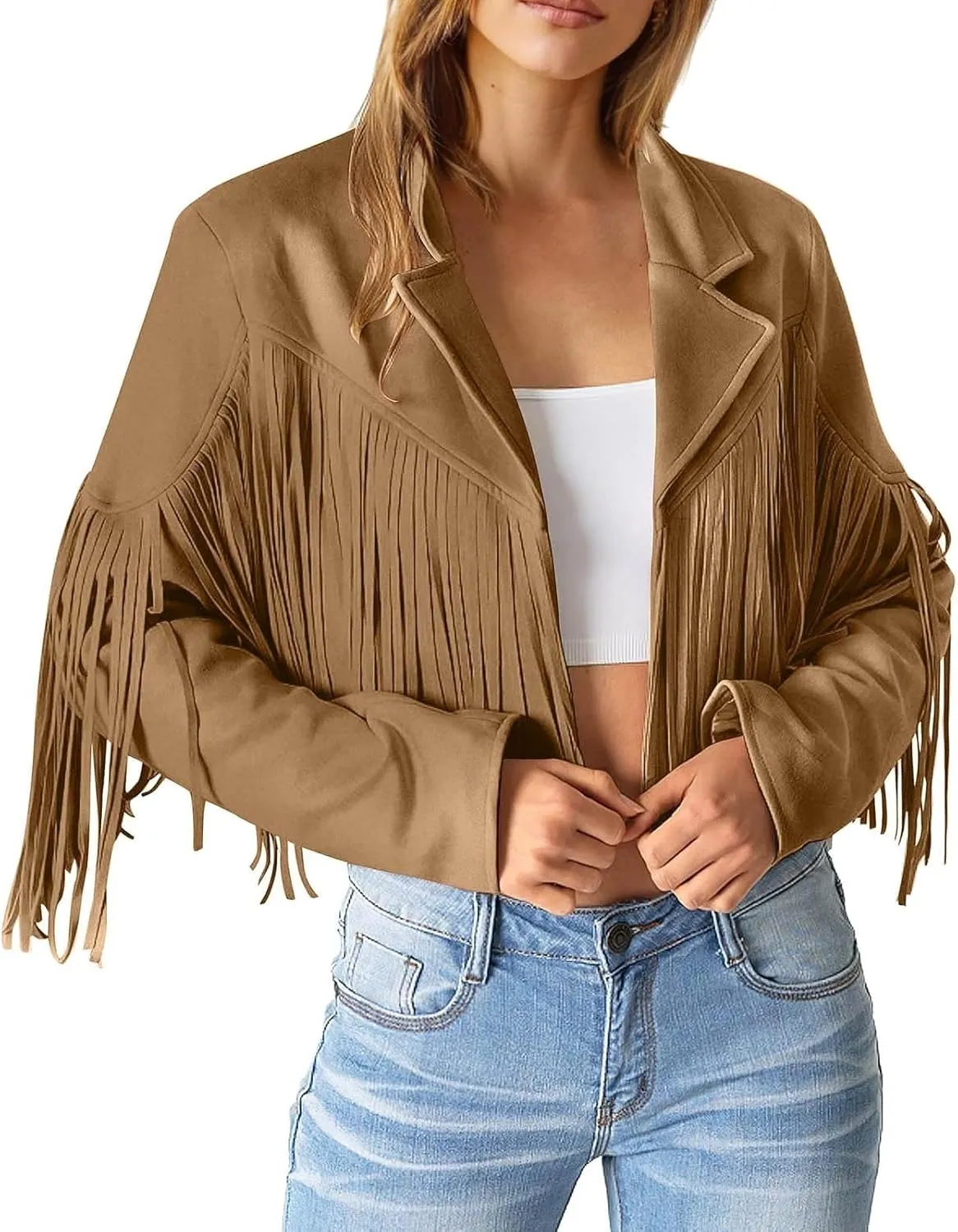 Faux Leather Jackets for Women 2025 Fashion Moto Biker Jacket Fall Winter Fringe Cowboy Cropped Jacket Cool Cardigan