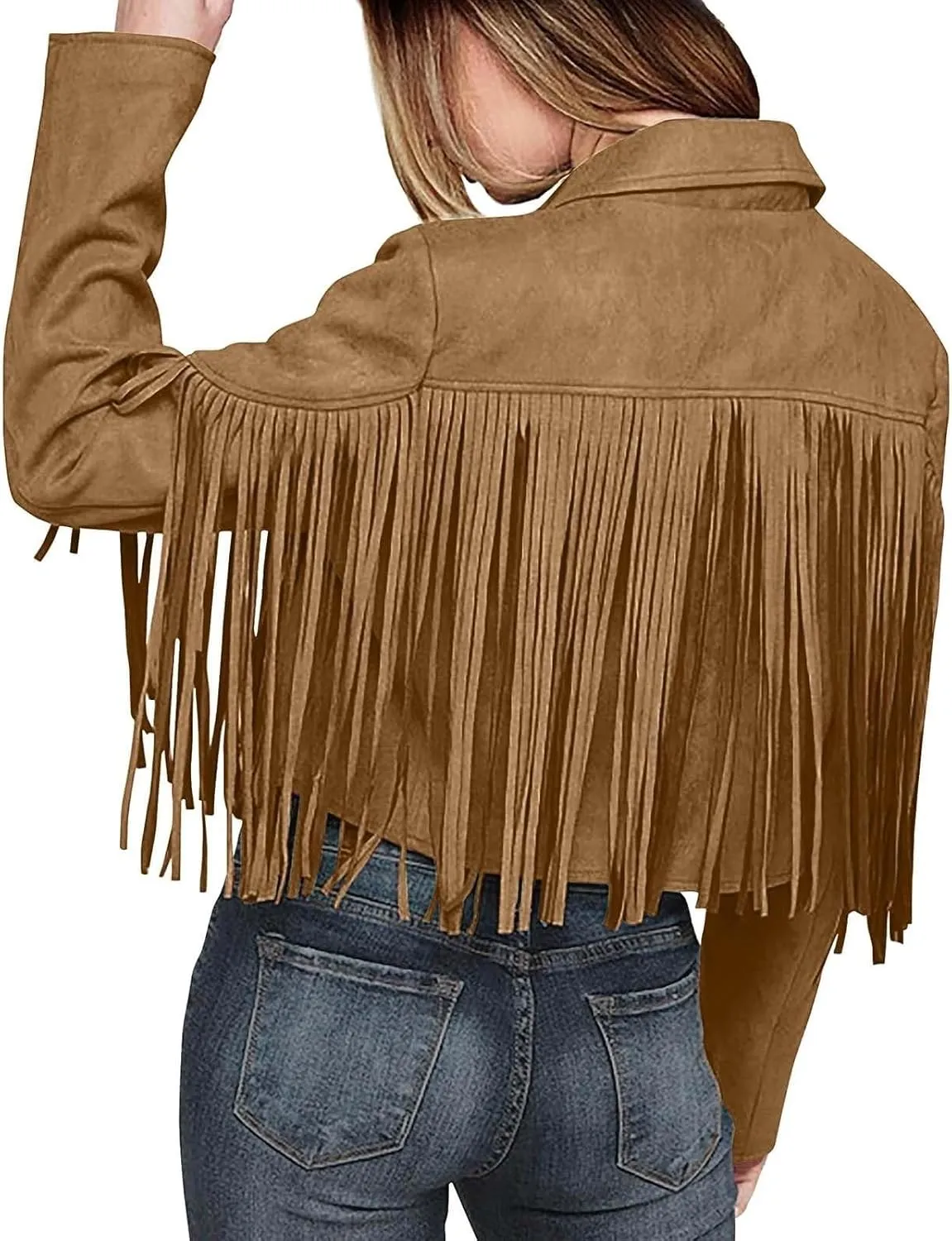 Faux Leather Jackets for Women 2025 Fashion Moto Biker Jacket Fall Winter Fringe Cowboy Cropped Jacket Cool Cardigan