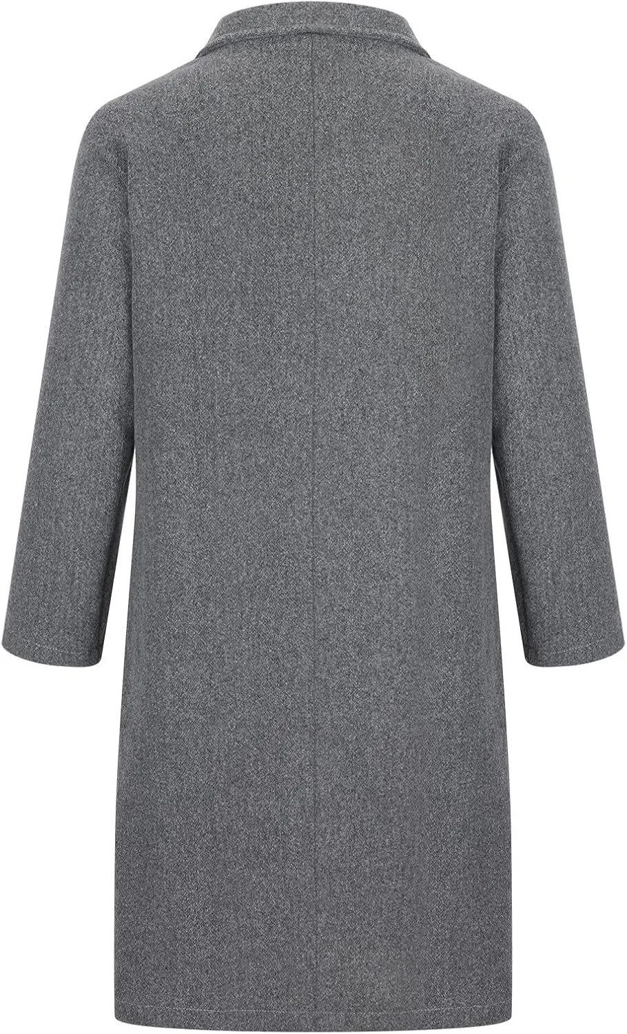 Firzero Women's Notch Lapel Double Breasted Coats, Casual Solid Color Mid-Long Warm Faux Wool Blend Pea Coat