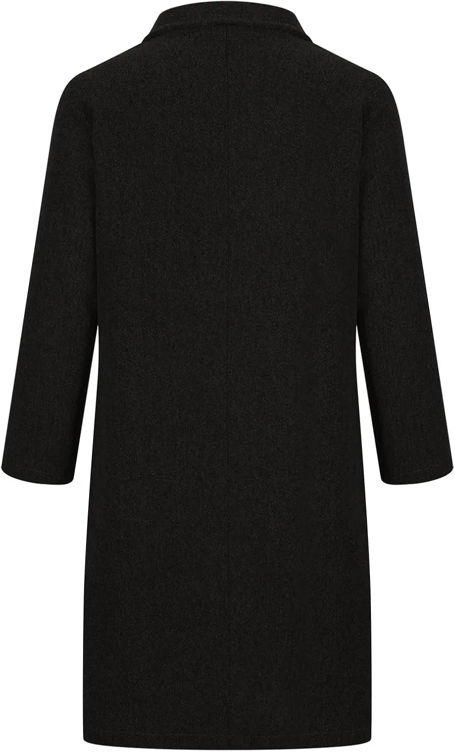Firzero Women's Notch Lapel Double Breasted Coats, Casual Solid Color Mid-Long Warm Faux Wool Blend Pea Coat
