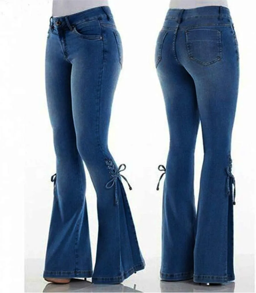 Flare Jeans for Women High Waisted Stretchy Bell Bottom Jean Plus Size Denim Pants Trendy Wide Leg Long Pant Trousers