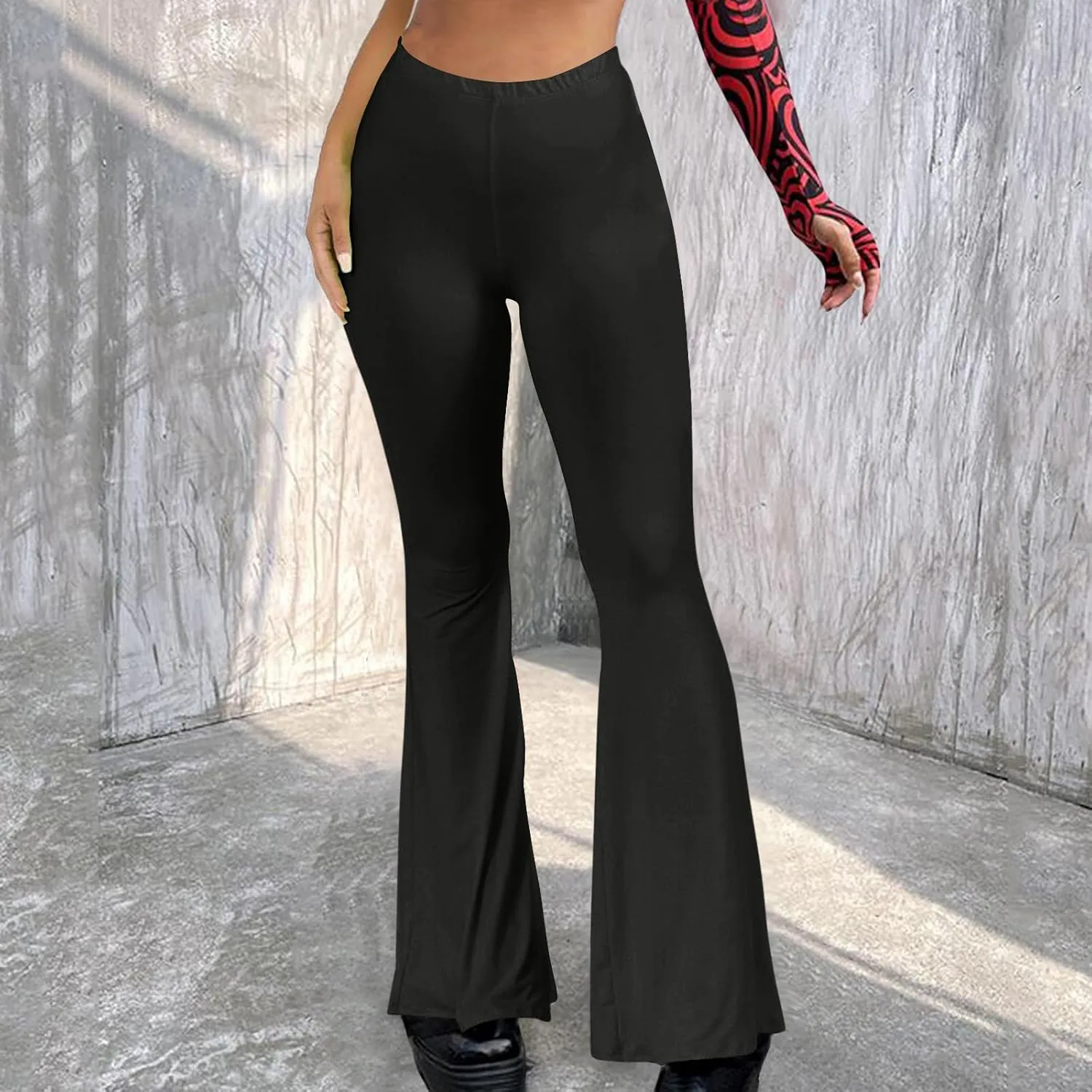 Flare Leggings for Women High Waist Wide Leg Pants Bell Bottom Jeans for Womens Exercise Trendy Solid Color Yoga Pant