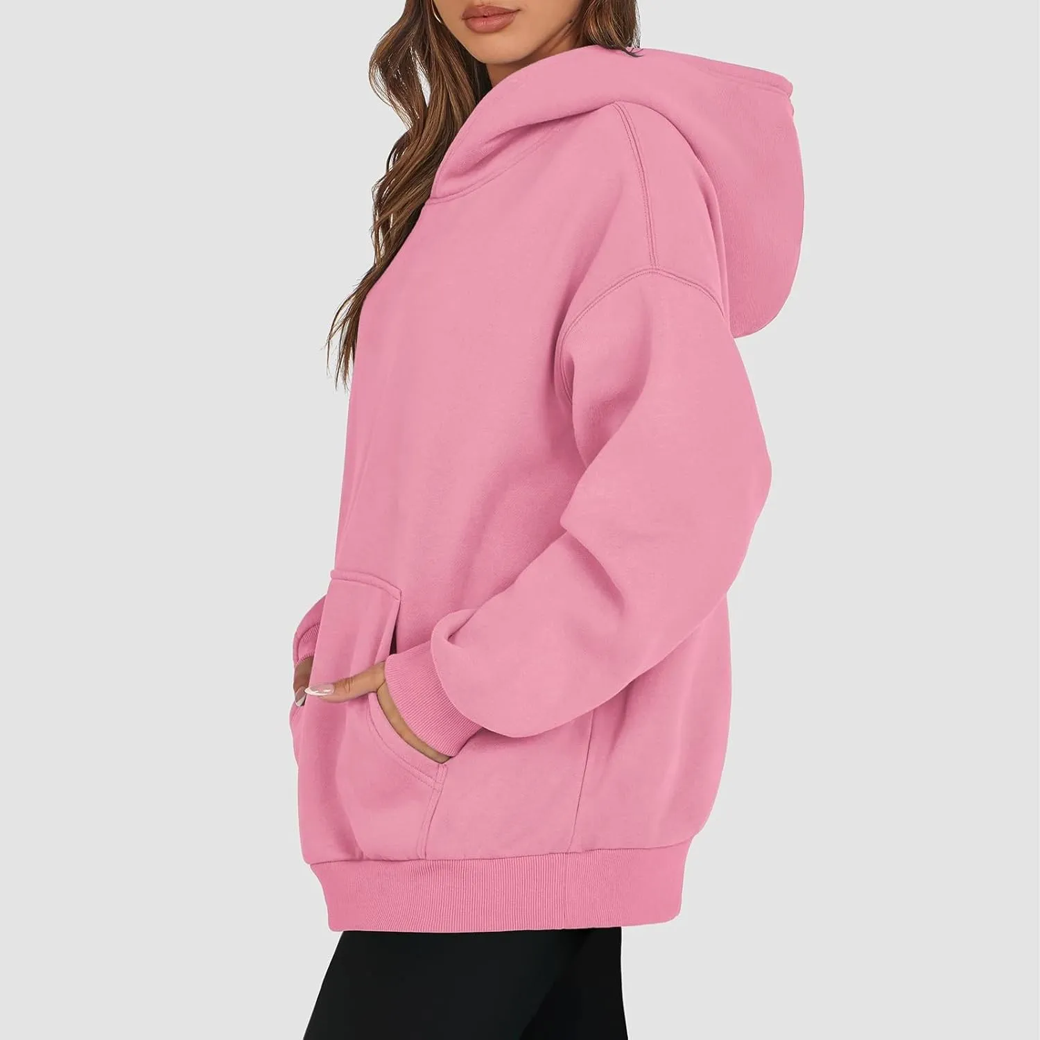 Fleece Hoodies for Women Oversized Preppy Sweatshirt Pullover Lightweight Sweatshirts Winter Sweaters with Pocket