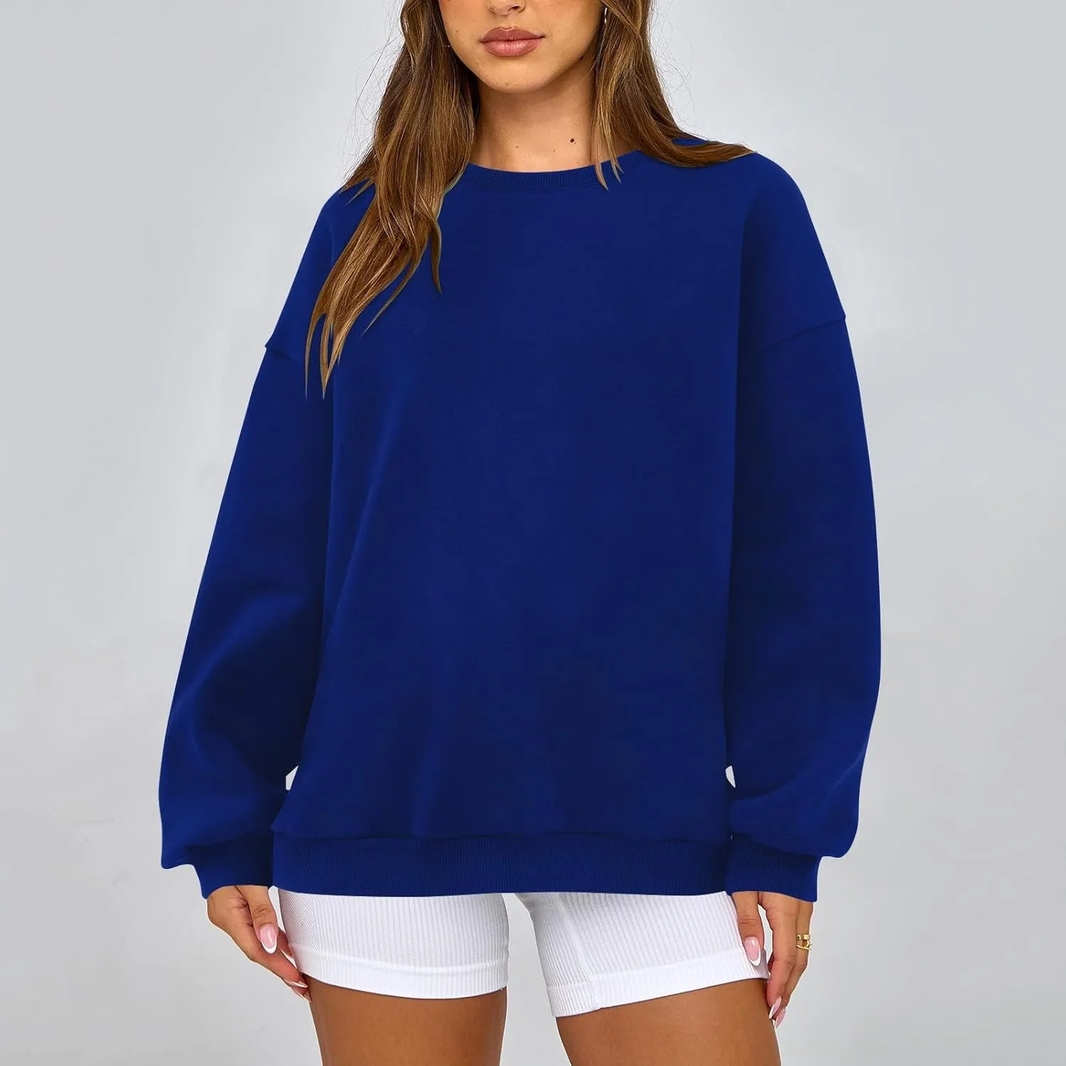Fleece Plus Size Crewneck Sweatshirts Women Oversized Sweatshirt Hoodies Tunic Pullover Warm Sweaters Casual Tops