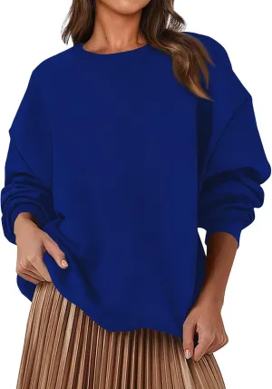 Fleece Plus Size Crewneck Sweatshirts Women Oversized Sweatshirt Hoodies Tunic Pullover Warm Sweaters Casual Tops
