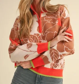 Floral Autumn Quarter-Zip