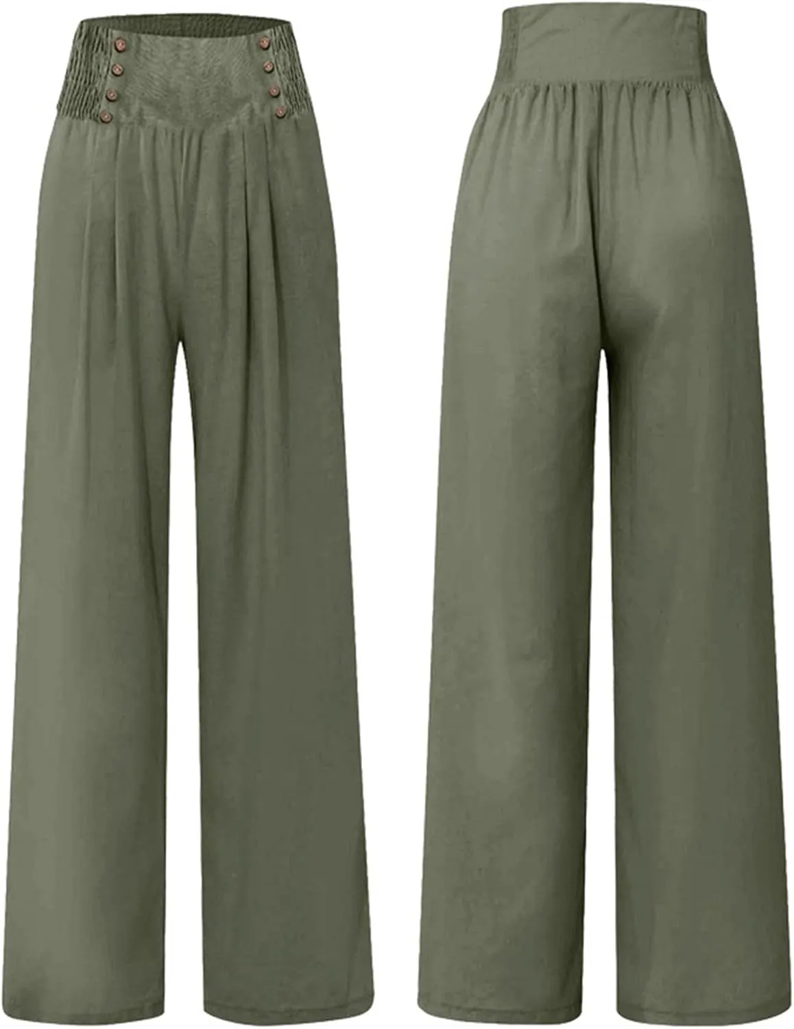 Flowy Pants for Women Wide Leg Beach Trousers Casual Summer Loose Fit Cotton Linen Yoga Palazzo Pants with Pockets