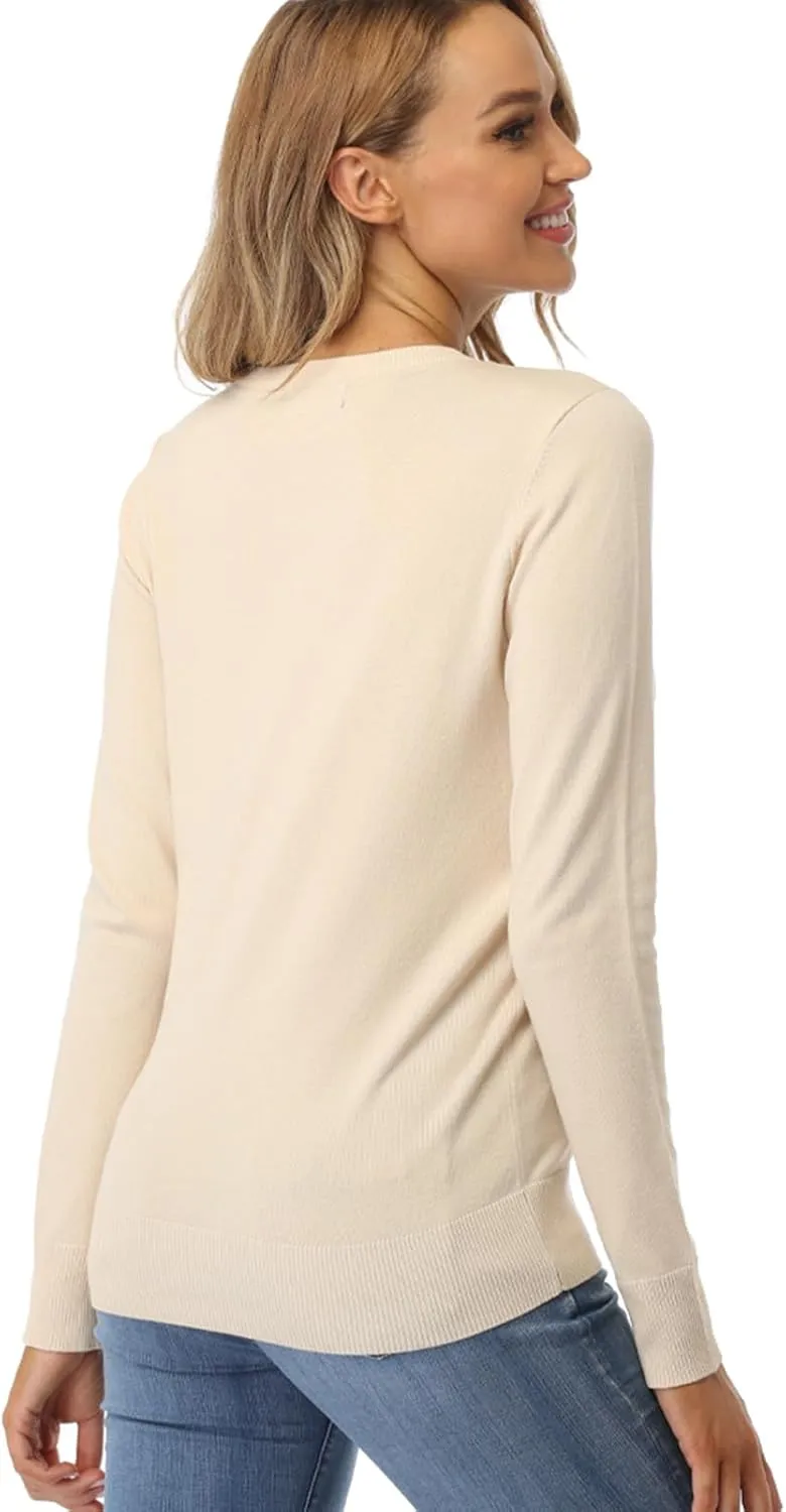Fuinloth Women's Sweater, Lightweight Crewneck Long Sleeve Pullover