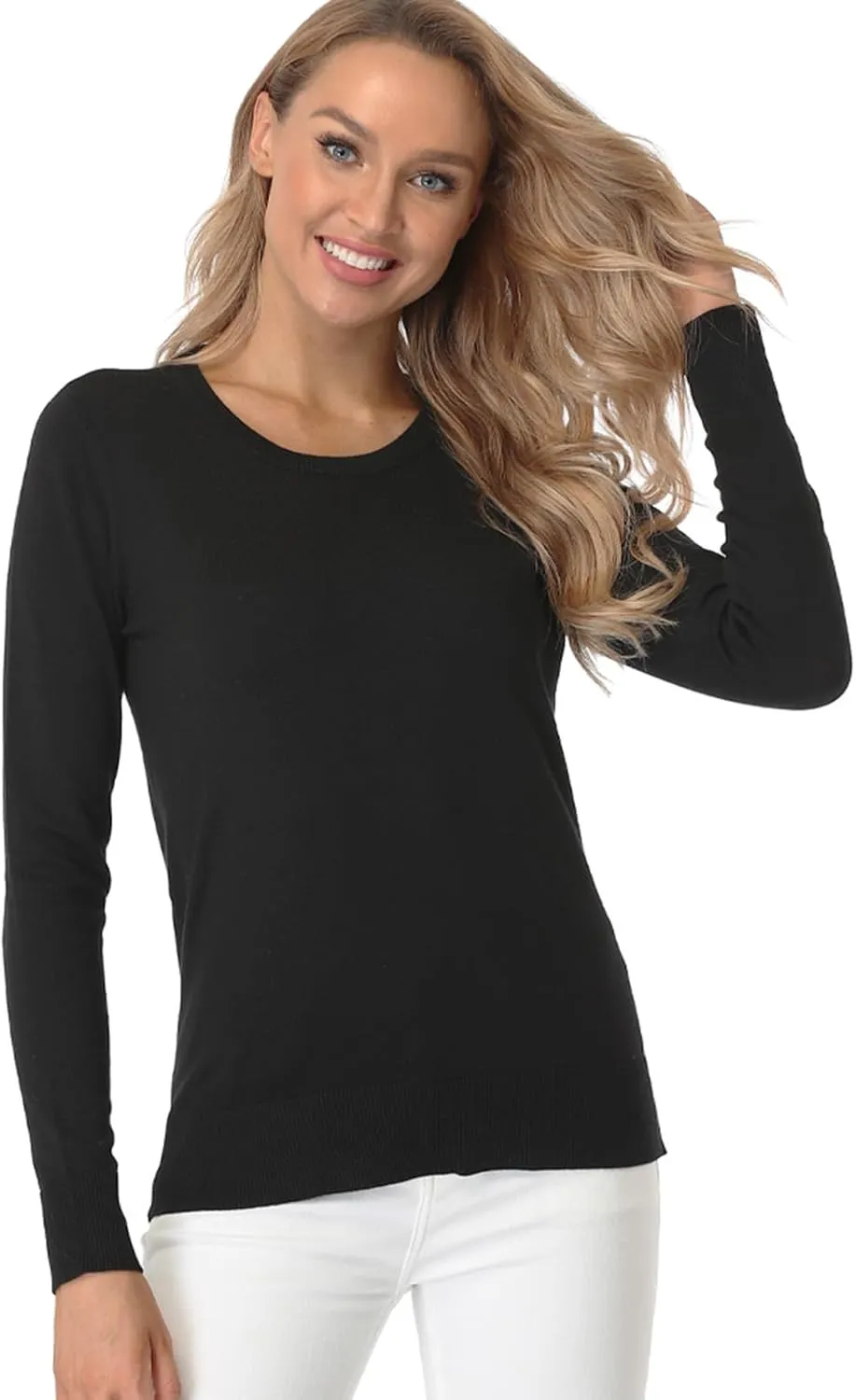 Fuinloth Women's Sweater, Lightweight Crewneck Long Sleeve Pullover