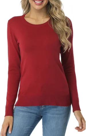 Fuinloth Women's Sweater, Lightweight Crewneck Long Sleeve Pullover