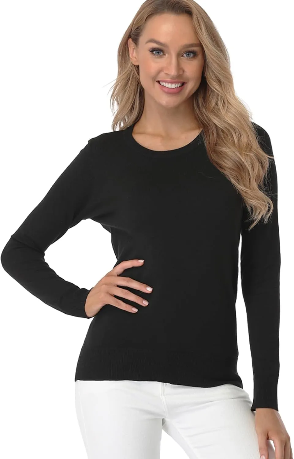 Fuinloth Women's Sweater, Lightweight Crewneck Long Sleeve Pullover