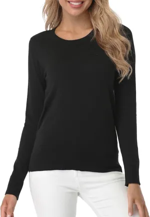 Fuinloth Women's Sweater, Lightweight Crewneck Long Sleeve Pullover