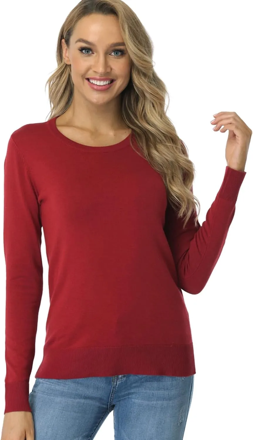 Fuinloth Women's Sweater, Lightweight Crewneck Long Sleeve Pullover