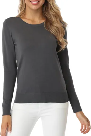 Fuinloth Women's Sweater, Lightweight Crewneck Long Sleeve Pullover