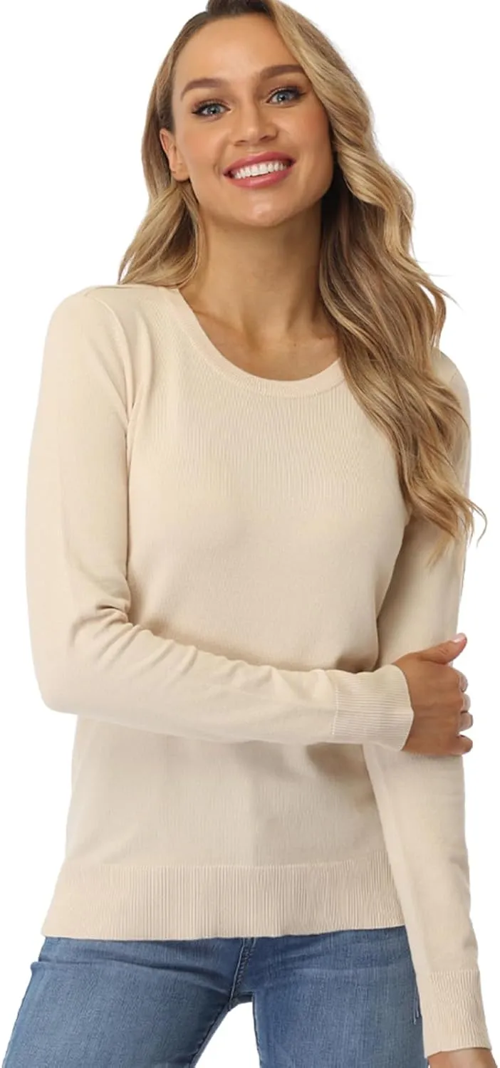 Fuinloth Women's Sweater, Lightweight Crewneck Long Sleeve Pullover