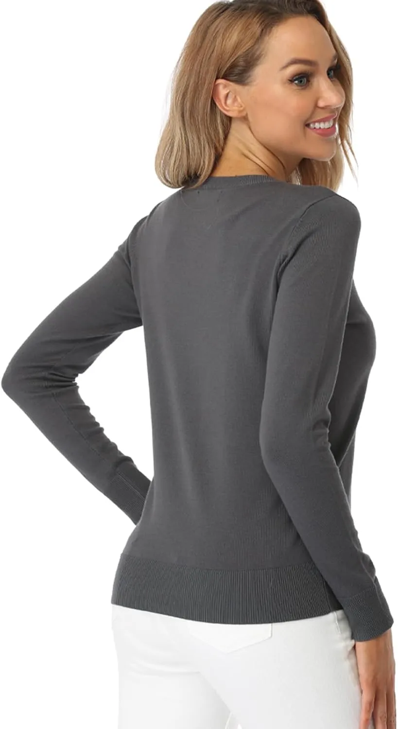 Fuinloth Women's Sweater, Lightweight Crewneck Long Sleeve Pullover