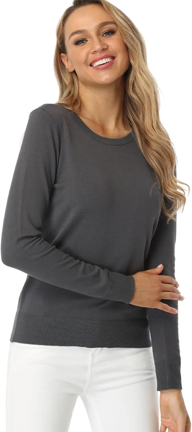 Fuinloth Women's Sweater, Lightweight Crewneck Long Sleeve Pullover