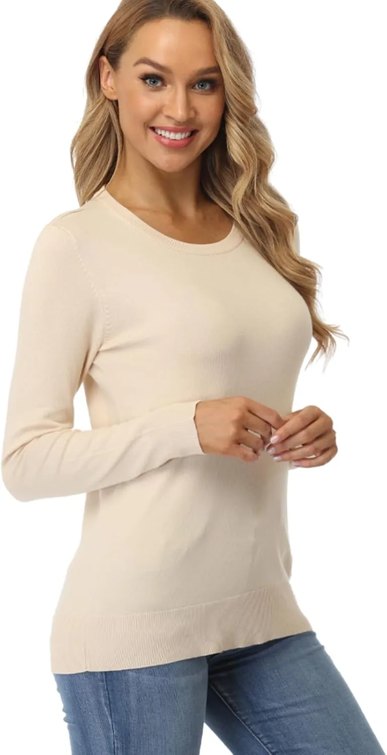 Fuinloth Women's Sweater, Lightweight Crewneck Long Sleeve Pullover
