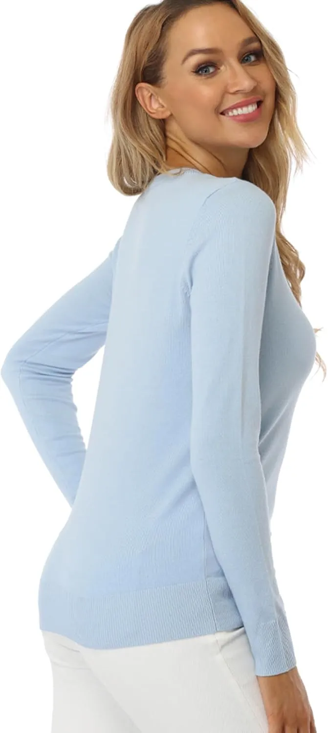 Fuinloth Women's Sweater, Lightweight Crewneck Long Sleeve Pullover