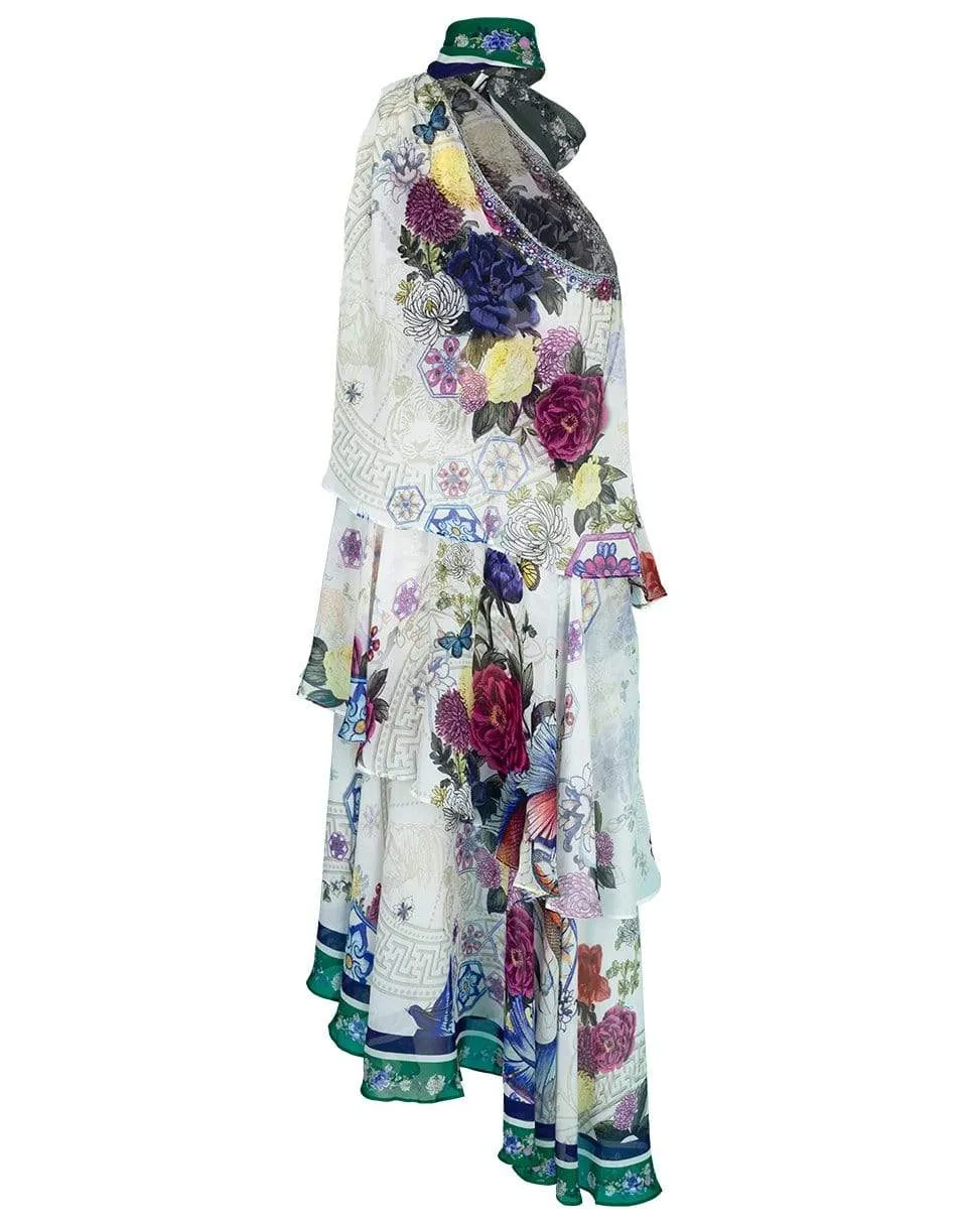 Gentle Moon Asymmetrical Neck Tie Dress