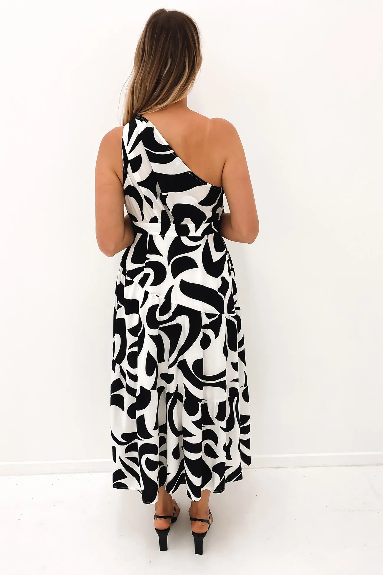 Georgie Midi Dress White Black