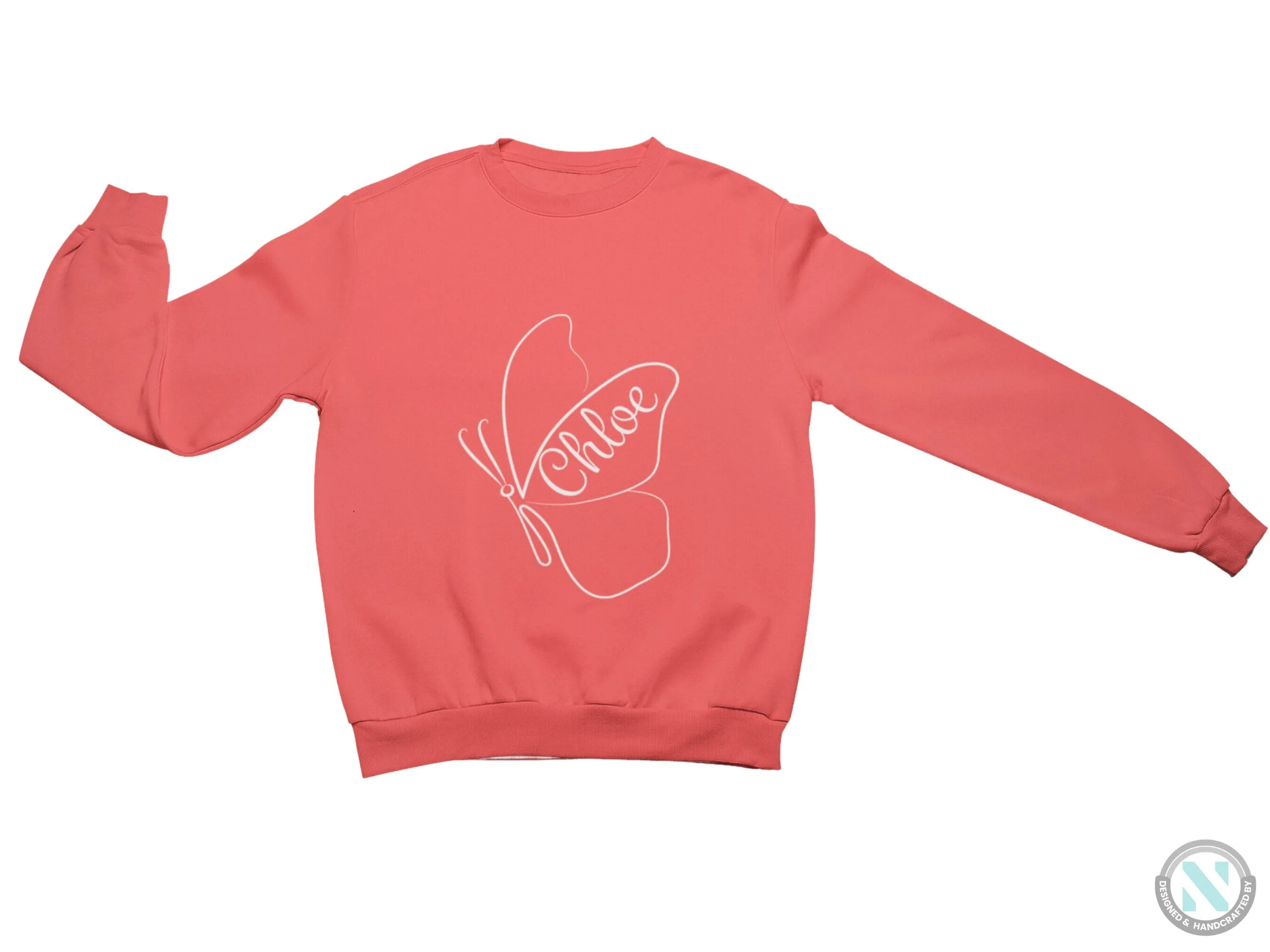Girls Personalized Name Autumn Long Sleeve Sweatshirt with Butterfly