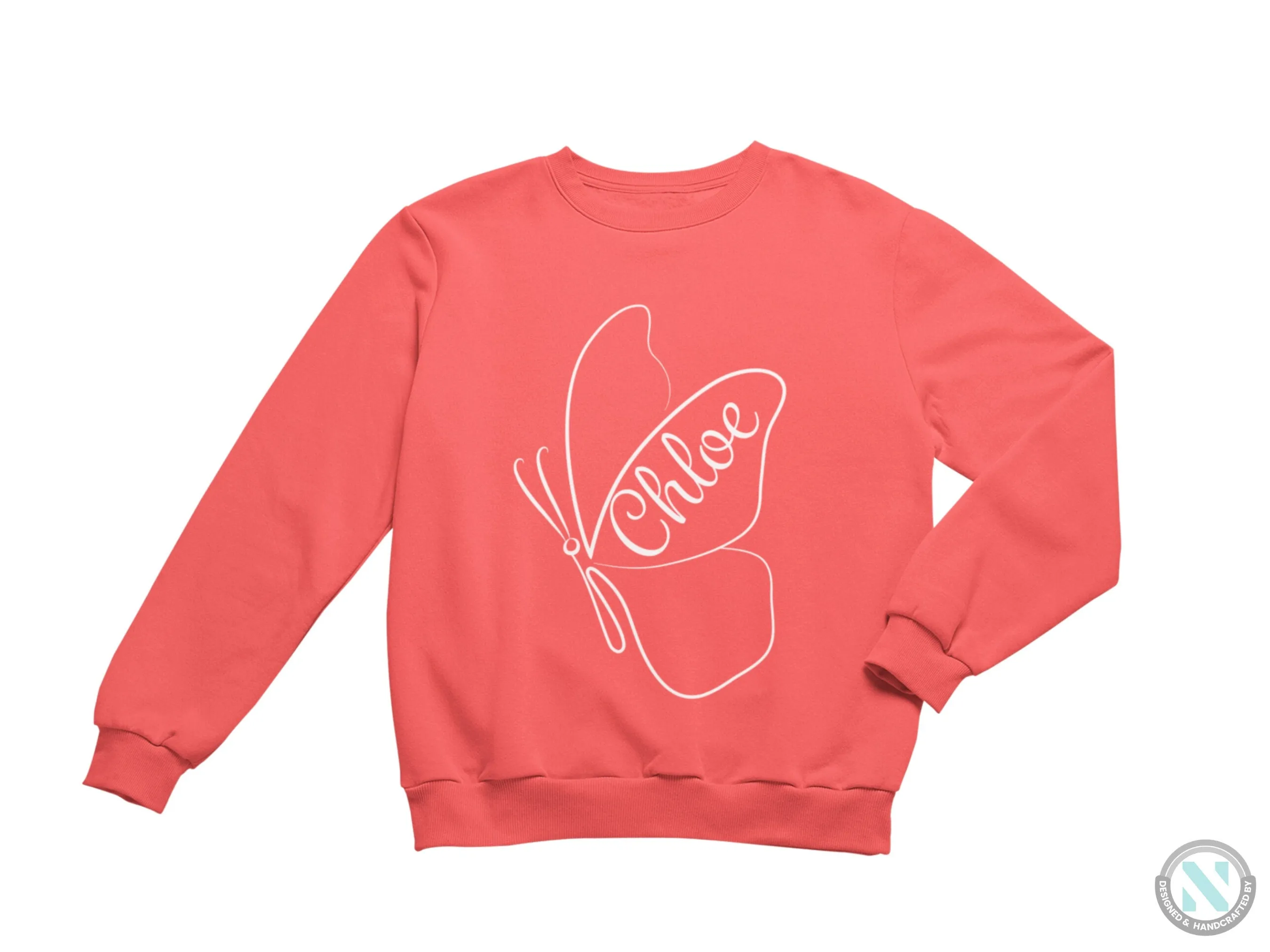 Girls Personalized Name Autumn Long Sleeve Sweatshirt with Butterfly