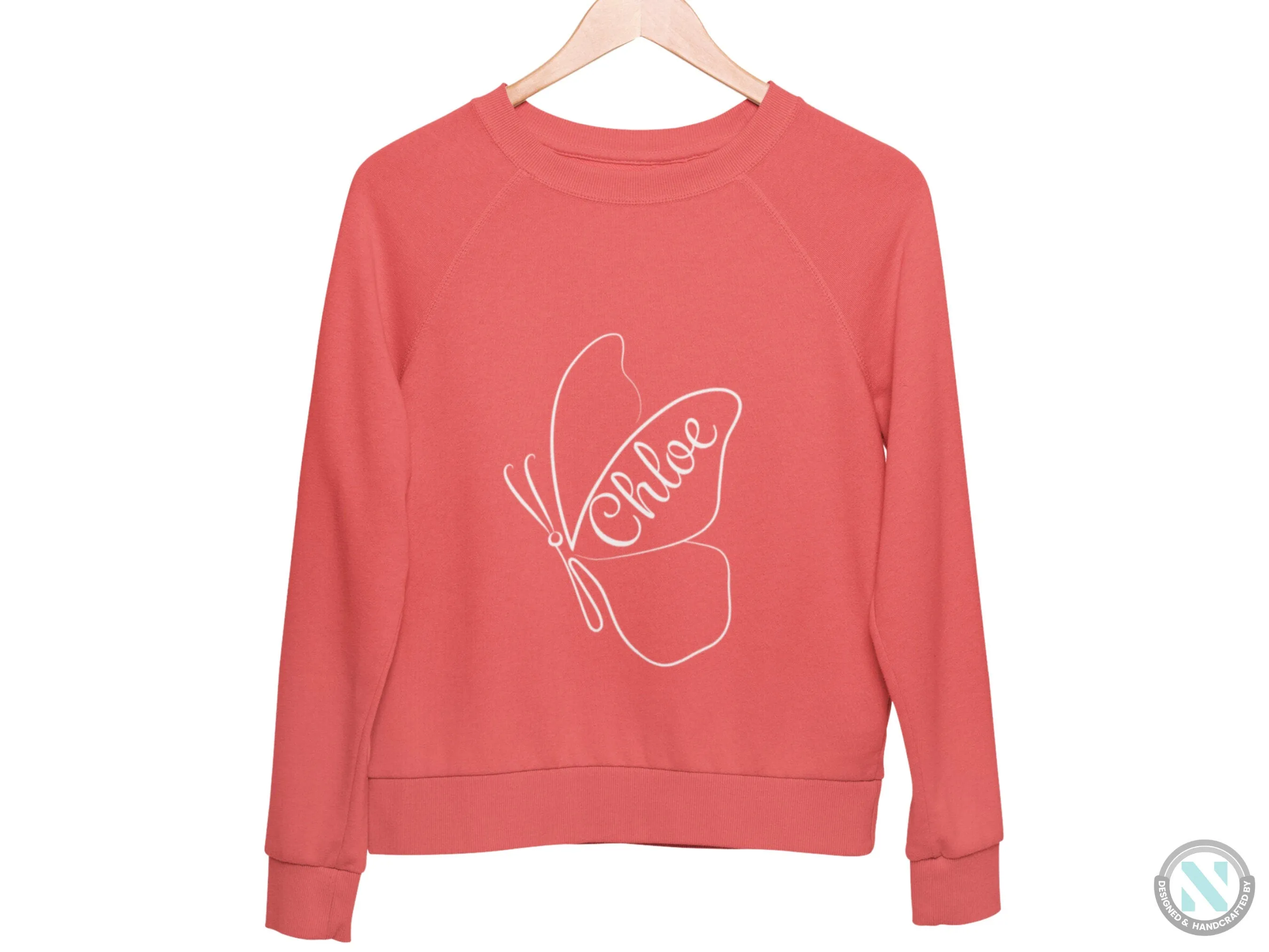 Girls Personalized Name Autumn Long Sleeve Sweatshirt with Butterfly