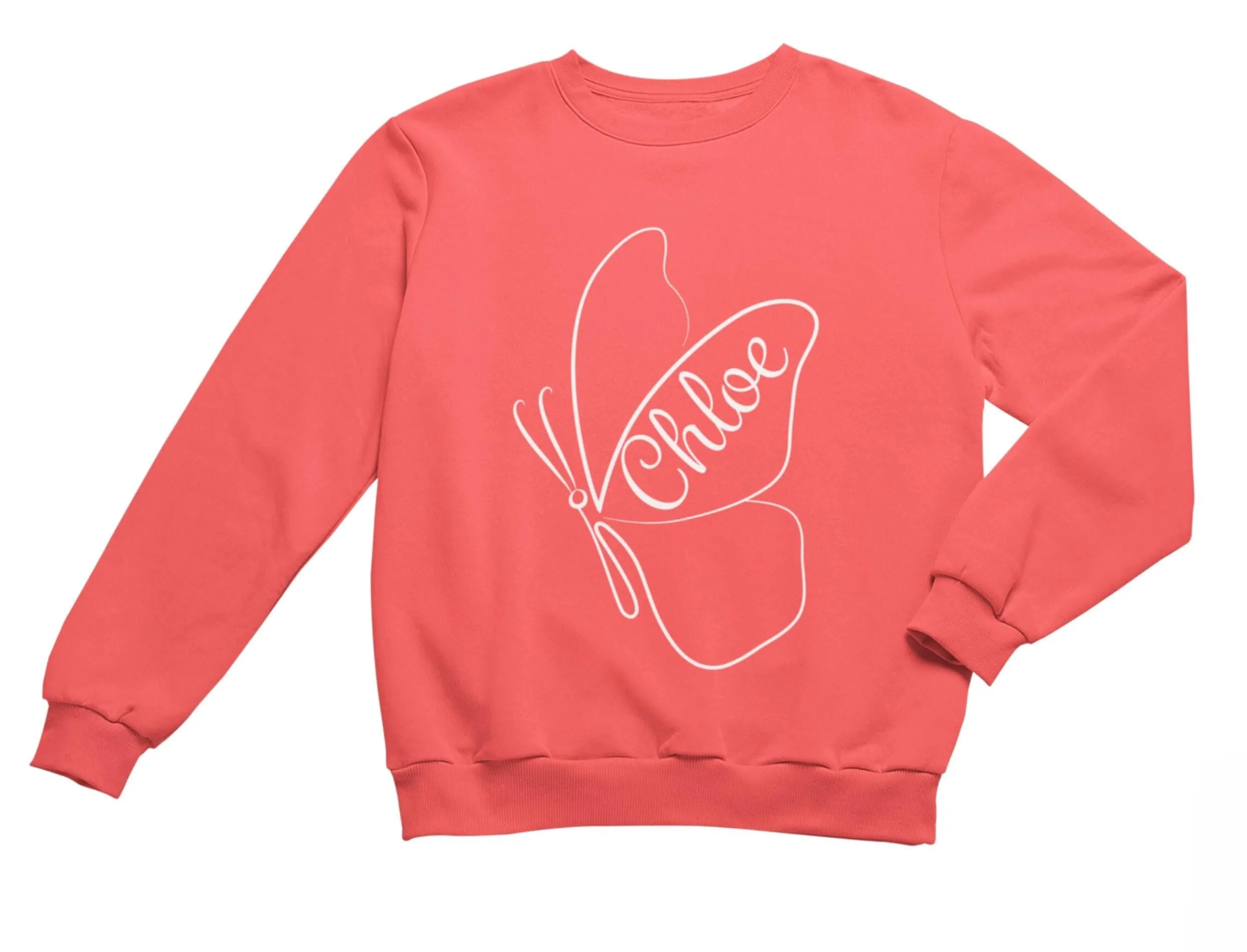 Girls Personalized Name Autumn Long Sleeve Sweatshirt with Butterfly