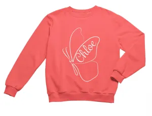 Girls Personalized Name Autumn Long Sleeve Sweatshirt with Butterfly