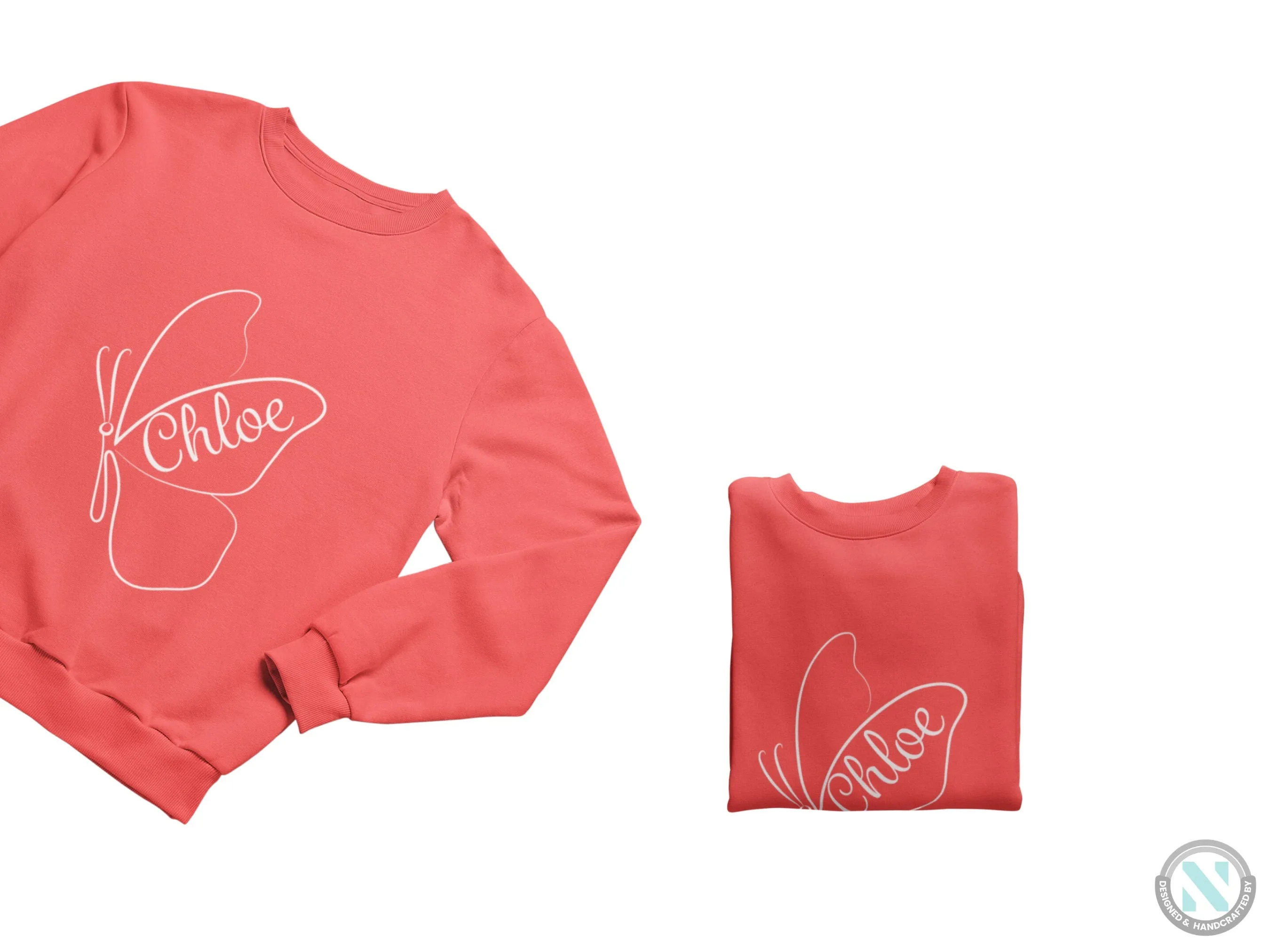 Girls Personalized Name Autumn Long Sleeve Sweatshirt with Butterfly