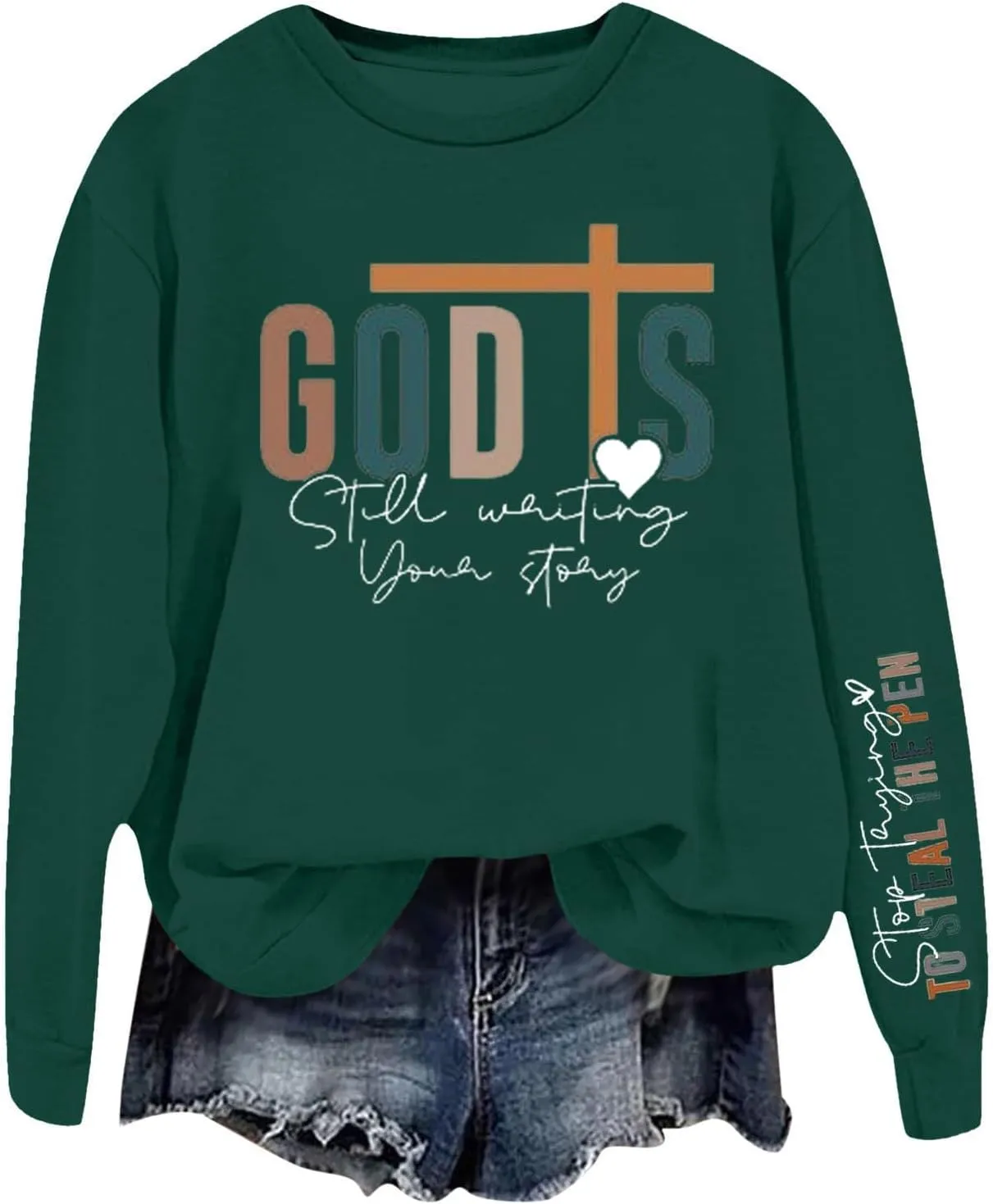 God Is Still Writing Your Story Sweatshirts For Womens Casual Shirts Drop Shoulder Long Sleeve Crewneck Clothing
