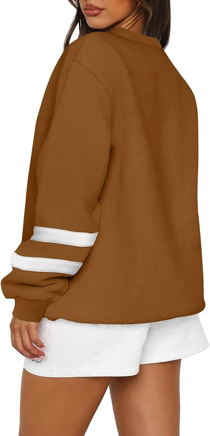 GOFULY Crewneck Sweatshirt For Women Trendy Plus Size Shirts Long Sleeve Oversized Sweatshirts Fall Winter Solid Pullover