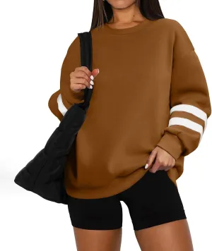 GOFULY Crewneck Sweatshirt For Women Trendy Plus Size Shirts Long Sleeve Oversized Sweatshirts Fall Winter Solid Pullover