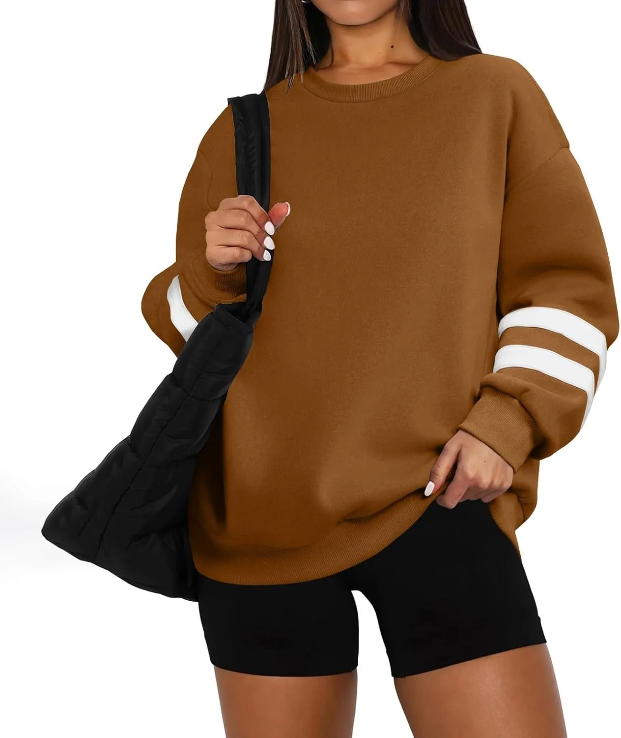 GOFULY Crewneck Sweatshirt For Women Trendy Plus Size Shirts Long Sleeve Oversized Sweatshirts Fall Winter Solid Pullover