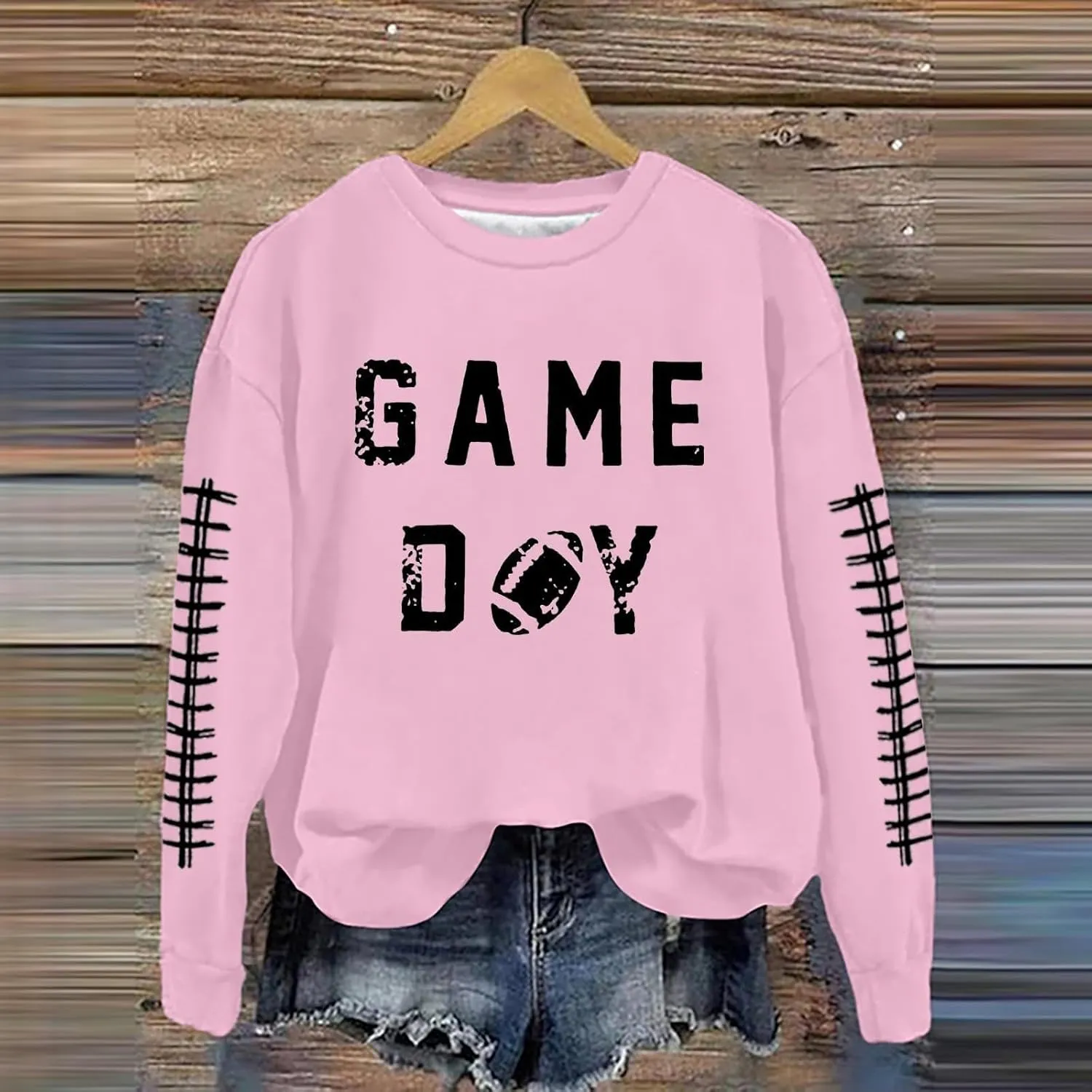 GOFULY Football Sweatshirts For Women Lightweight Game Day Shirts Long Sleeve Fall Sweatshirts 2024 Crewneck Outfits Tops