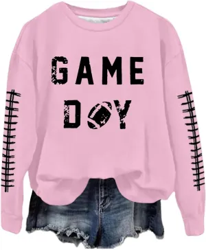 GOFULY Football Sweatshirts For Women Lightweight Game Day Shirts Long Sleeve Fall Sweatshirts 2024 Crewneck Outfits Tops