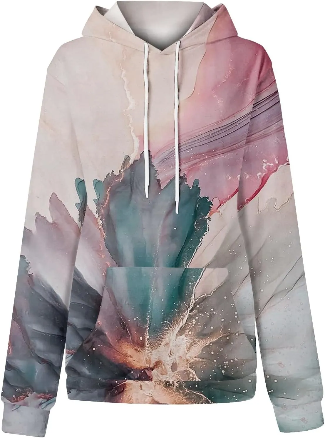 GOFULY Women Sweatshirt Fall Marble Print Hoodies Lightweight Winter Sweatshirt Long Sleeve Drawstring Pullover With Pocket