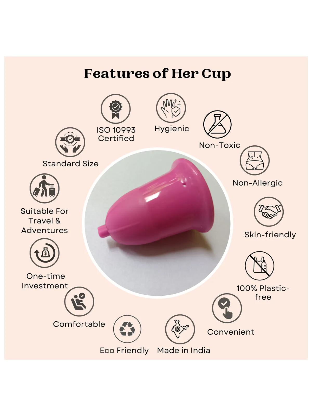 Goli Soda Her Cup Reusable Menstrual Cup for Women Fuchsia