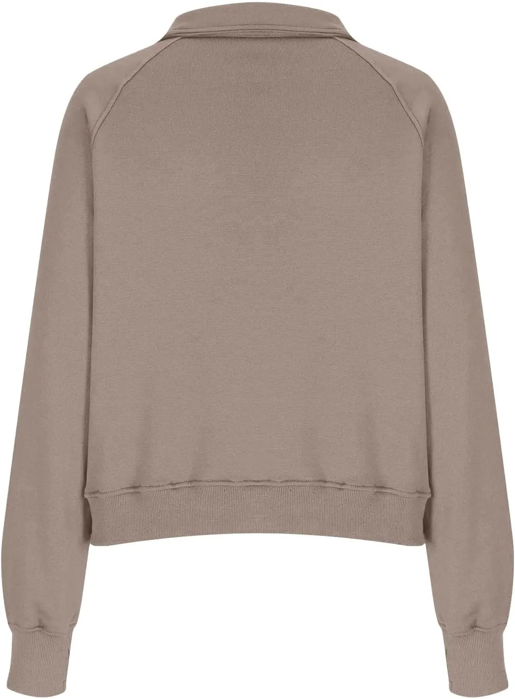 Half Zip Sweatshirt Women Fleece Thumb Hole Cropped Sweatshirts Stand Collared Loose Fit Plain Zip Up Pullover Tops