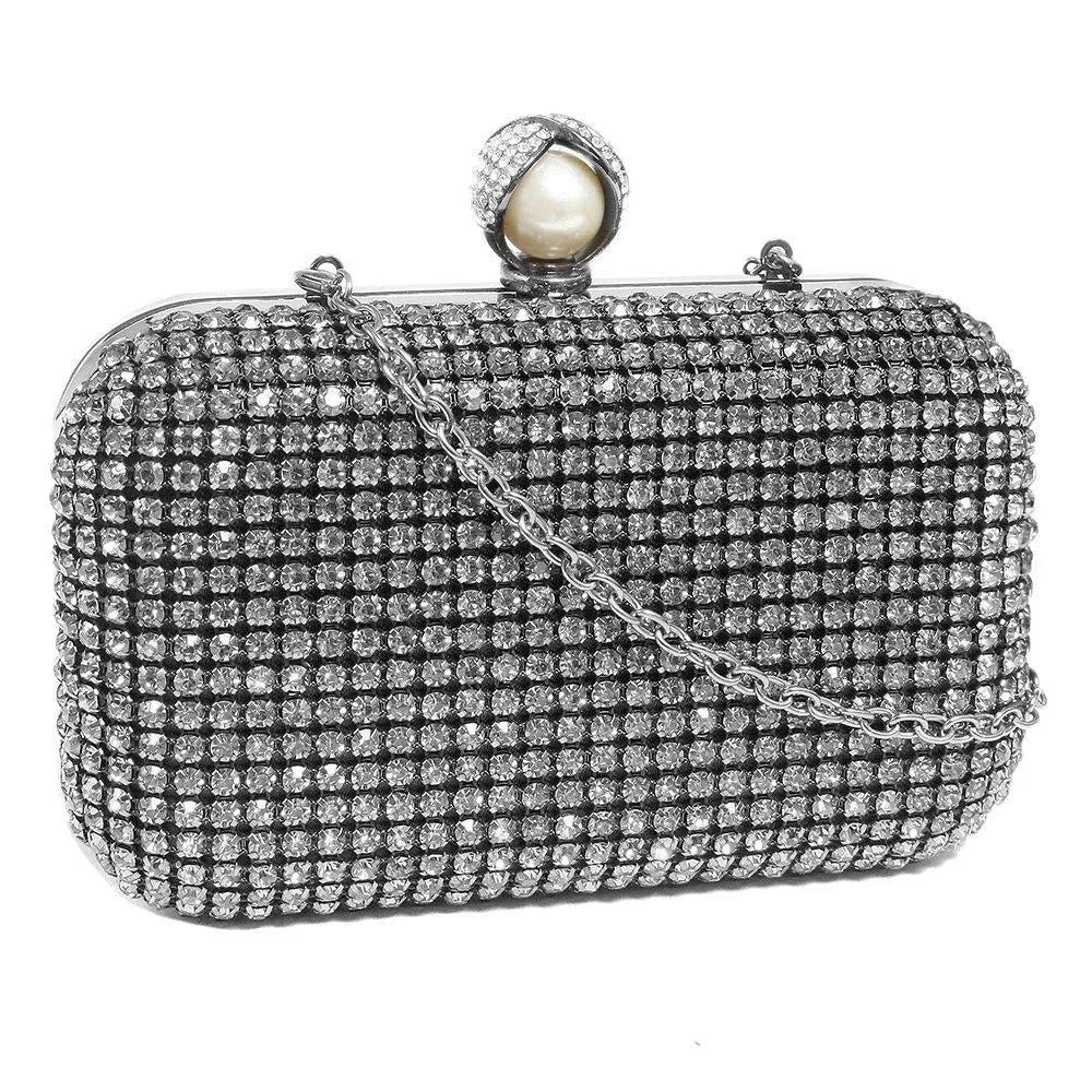 Hard Case Diamante Evening/Party Box Clutch Bag