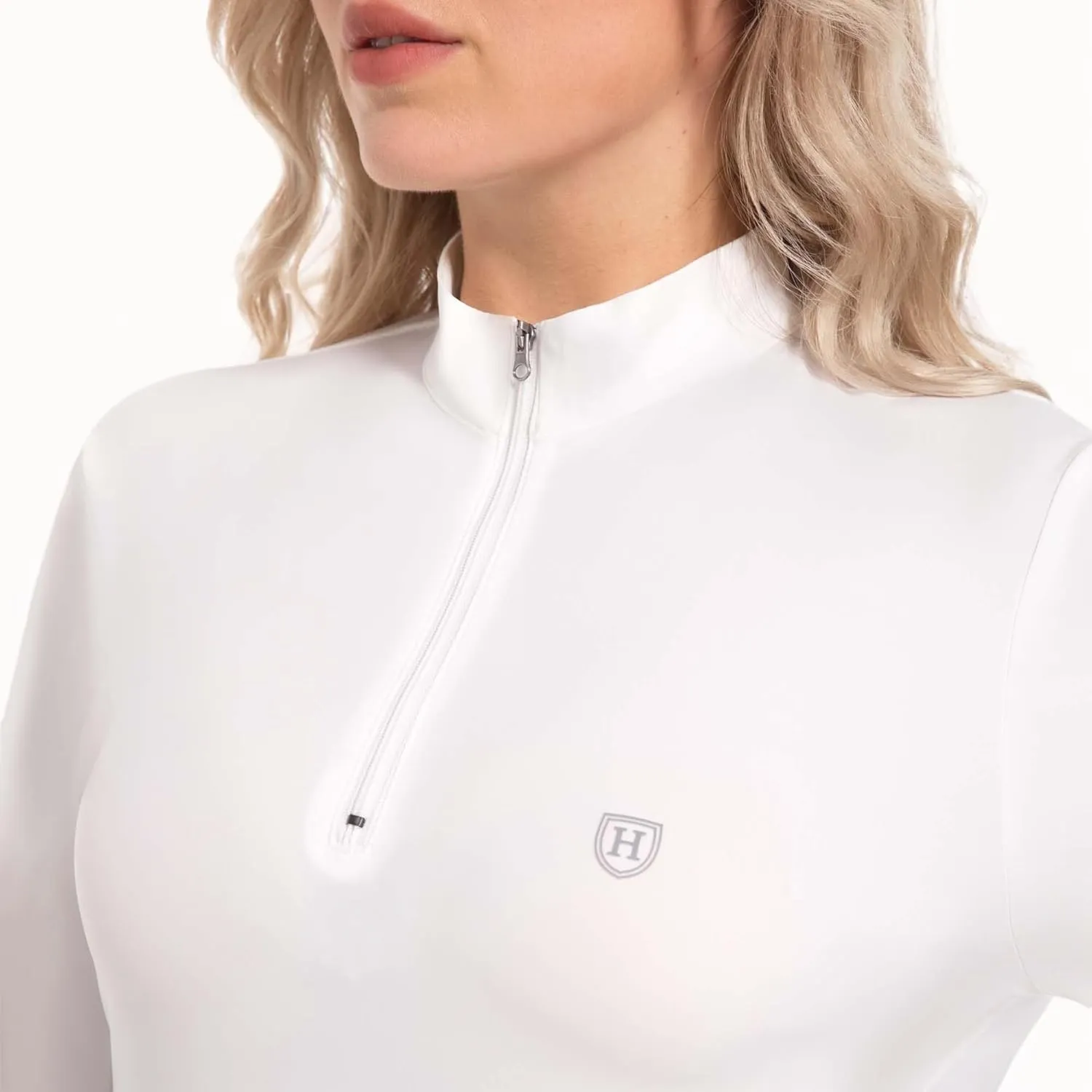 Harrison Howard Women's Equestrian Sweat Absorption Quick Drying Horse Riding Long Sleeve Shirt 1/4 Zip Base Layer