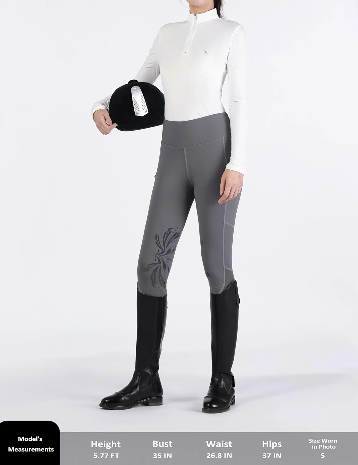 Harrison Howard Women's Equestrian Sweat Absorption Quick Drying Horse Riding Long Sleeve Shirt 1/4 Zip Base Layer