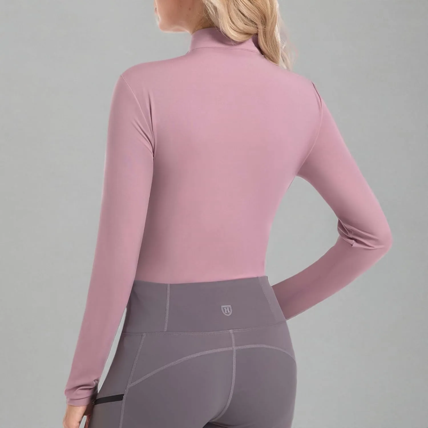 Harrison Howard Women's Equestrian Sweat Absorption Quick Drying Horse Riding Long Sleeve Shirt 1/4 Zip Base Layer