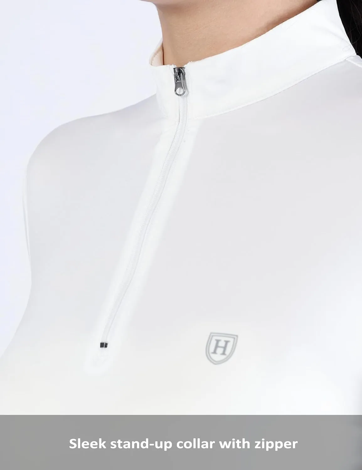 Harrison Howard Women's Equestrian Sweat Absorption Quick Drying Horse Riding Long Sleeve Shirt 1/4 Zip Base Layer