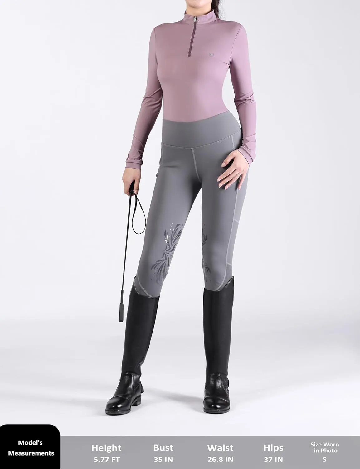 Harrison Howard Women's Equestrian Sweat Absorption Quick Drying Horse Riding Long Sleeve Shirt 1/4 Zip Base Layer